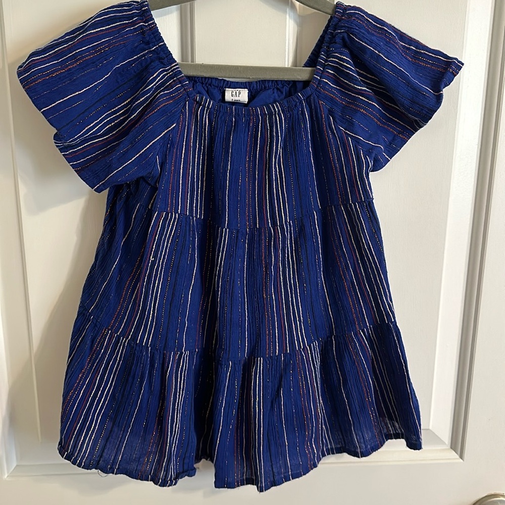 GAP Kids Blue Striped Casual Dress